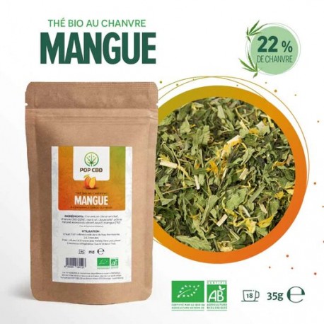Organic hemp tea with mango flavor