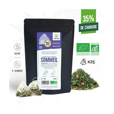 CBD bio Kräutertee "Schlaf" Pyramidenbeutel 40g - Pop CBD